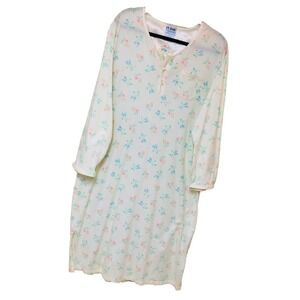 Vintage St Eve Womens Nightgown‎ XL Cotton Crochet Pearl Cottagecore Grandmaore